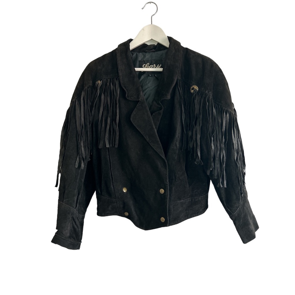 Fringe Cropped Vintage Suede Leather Jacket